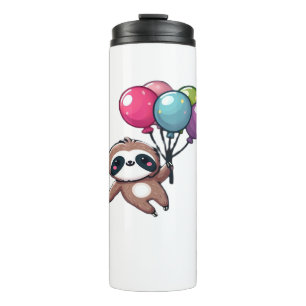 Let's Hang Out It's My Birthday Balloon Sloth , Cu Thermal Tumbler