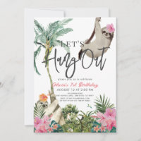 Let's Hang Out Sloth Jungle Girl 1st Birthday