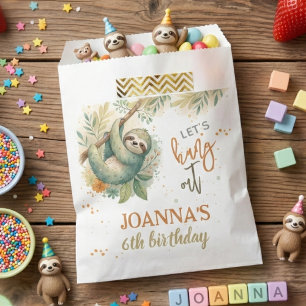 Let's hang out sloth kids birthday favour bag
