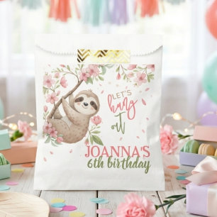 Let's hang out sloth kids birthday favour bag