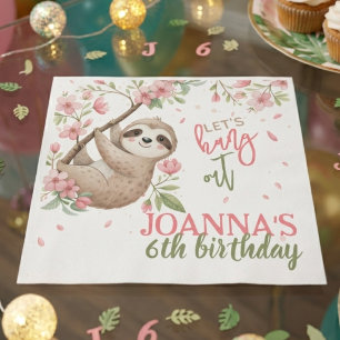 Let's hang out sloth kids birthday napkin
