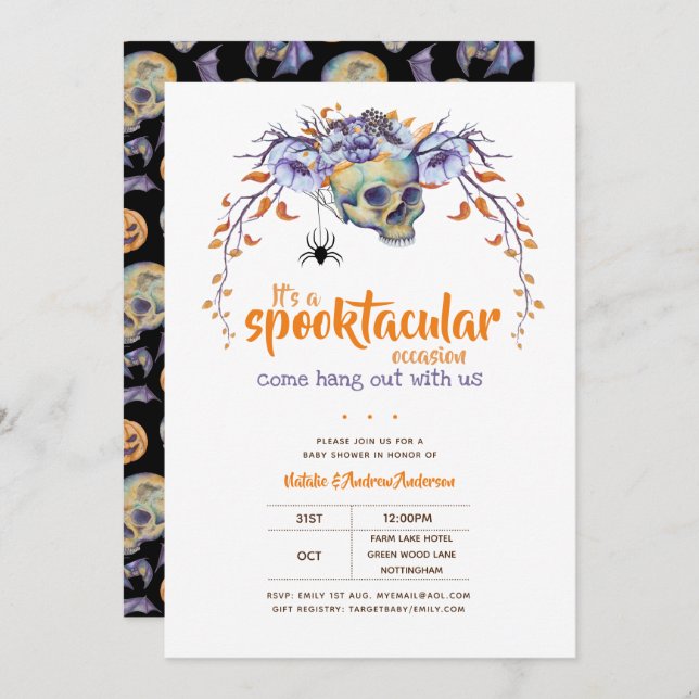 Let's Hang Out Spooktacular Halloween Baby Shower Invitation (Front/Back)