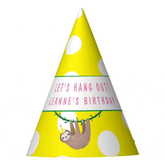 Let's Hang out with party sloth Hat (Front)