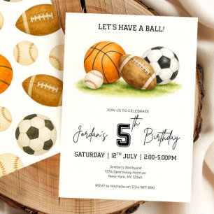 Let's Have a Ball Birthday Invitation Sports Summe
