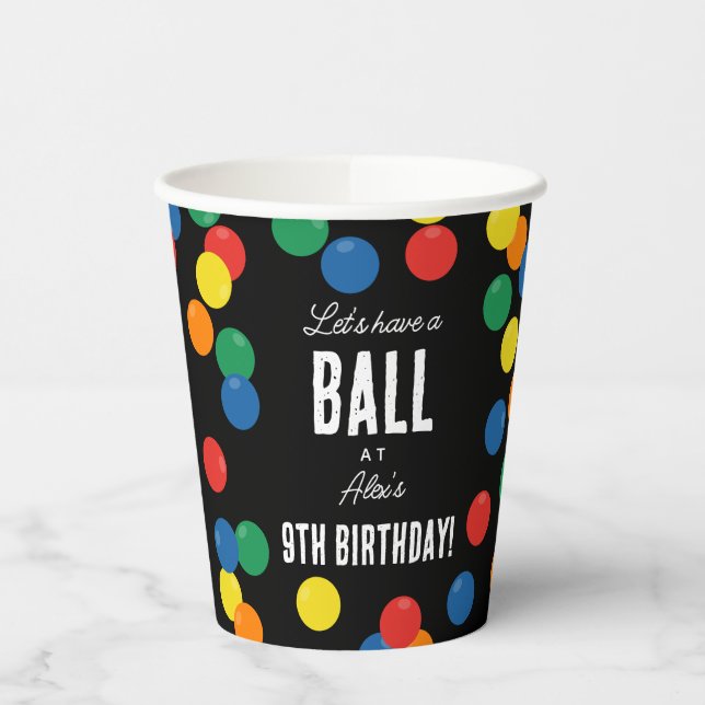 Let's Have a Ball Colourful Ball Birthday Party Paper Cups (Left)