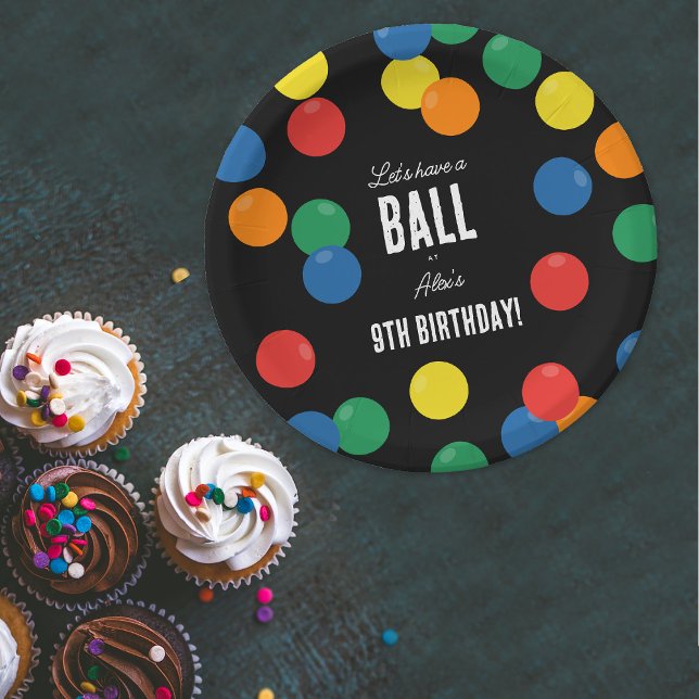 Let's Have a Ball Colourful Ball Birthday Party  Paper Plate (Let's Have a Ball Colorful Ball Birthday Party Paper Plates)