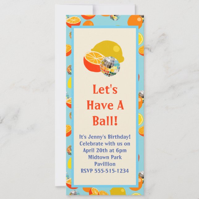 Let's Have A Ball! Disco Party Invitation (Front)