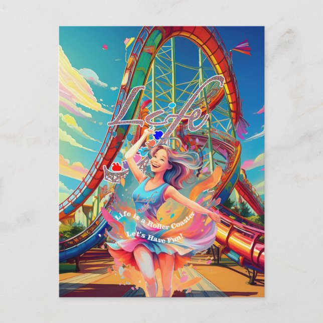 Let's Have Fun,Life a Roller Coaster Postcard (Front)