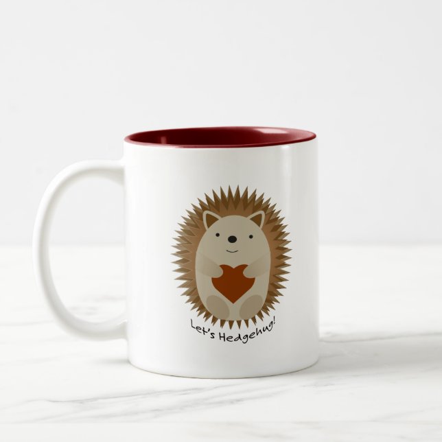 Let's Hedgehug Hedgehog Two-Tone Coffee Mug (Left)
