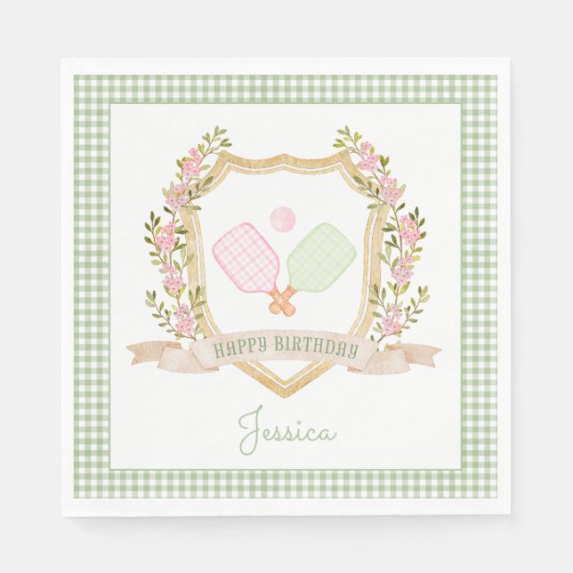 Let's Hit the Court | Preppy Pickle Ball Birthday  Napkin (Front)