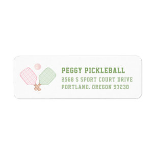 Let's Hit the Court Preppy Pickleball Return Address Label
