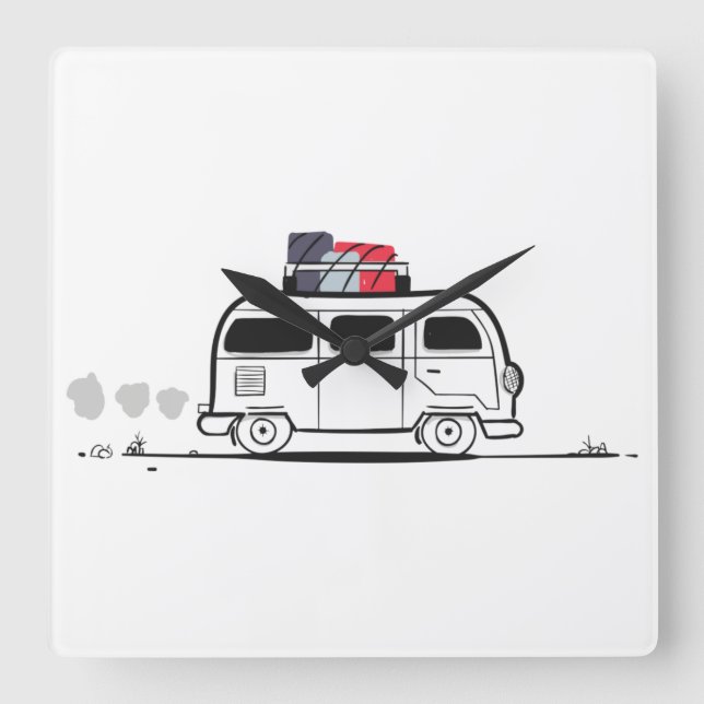 Let's Hit the Road Square Wall Clock (Front)