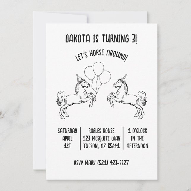 Let's Horse Around Birthday Party Invitation (Front)