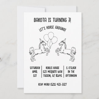Let's Horse Around Birthday Party Invitation