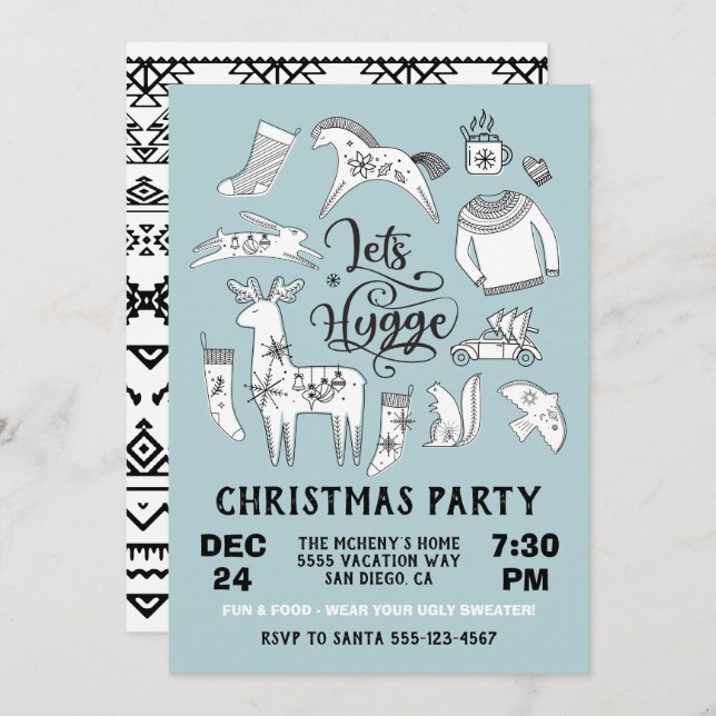 Let's Hygge Cosy Winter Christmas Party Invitation (Front/Back)