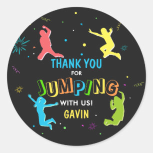 Let's Jump and Play Birthday Party Classic Round Sticker