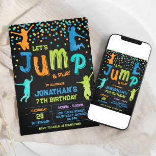 Let's Jump and Play Bounce House Birthday Party Invitation