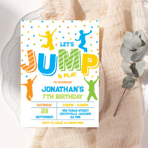 Let's Jump and Play Bounce House Birthday Party Invitation