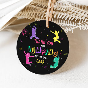 Let's Jump and Play Girl Birthday Party Round Favour Tags