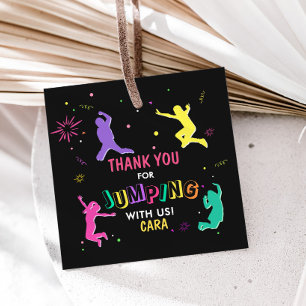 Let's Jump and Play Girl Birthday Party Square Favour Tags