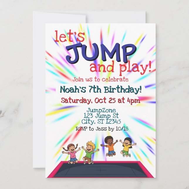 let's JUMP birthday party Invitation (Front)