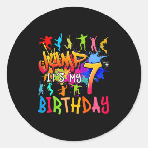 Lets Jump Its My 7th Birthday Trampoline Bday Matc Classic Round Sticker