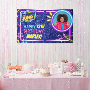 Let's Jump Party Bounce Neon Trampoline Park Banner
