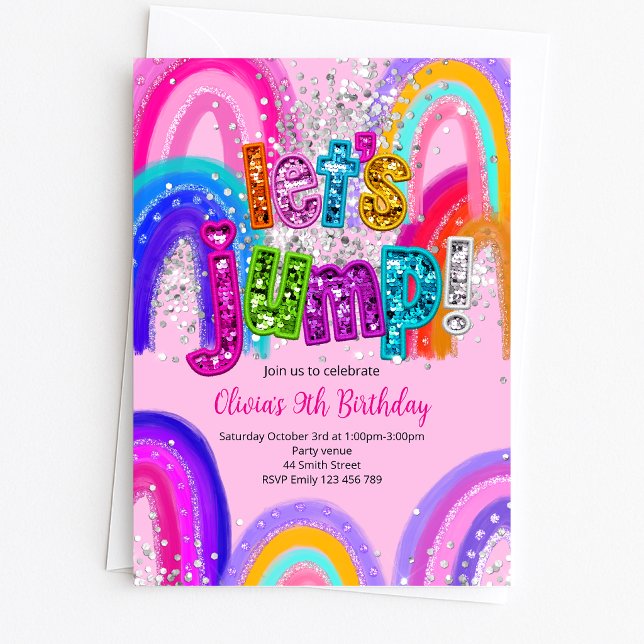Let's Jump Trampoline Jumping Birthday Invitation (Creator Uploaded)