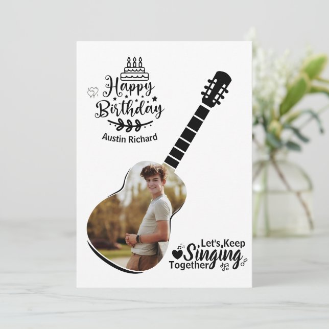 Let's Keep Singing Happy Birthday Photo card (Standing Front)