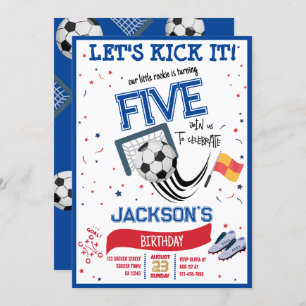 Let's Kick It Little Rookie Soccer Birthday Invitation