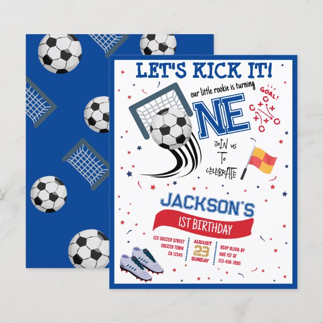 Lets Kick It Rookie Soccer Budget 1st Birthday (Front/Back)