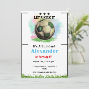Let's Kick it Soccer Birthday Invitation