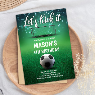 Let's Kick It Soccer Birthday Invitations