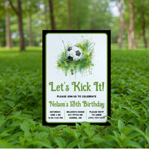 Let's Kick It! Soccer Themed Kids' Birthday Invitation
