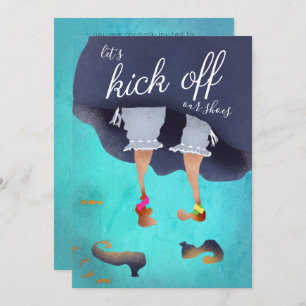 Let's Kick Off Shoes Funny Halloween Party Aqua Invitation