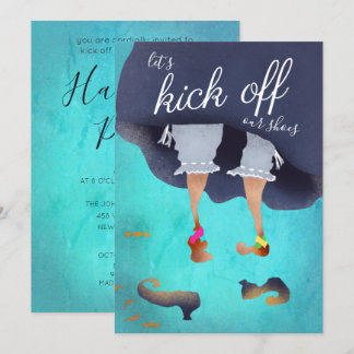 Let's Kick Off Shoes Funny Halloween Party Aqua Invitation