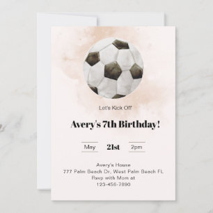 Let's Kick Off Soccer Birthday Invitation
