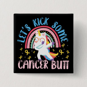 Let's Kick Some Cancer Butt Childhood Cancer 15 Cm Square Badge