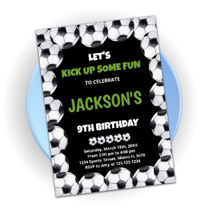 Let's Kick up Soccer Birthday Invitations