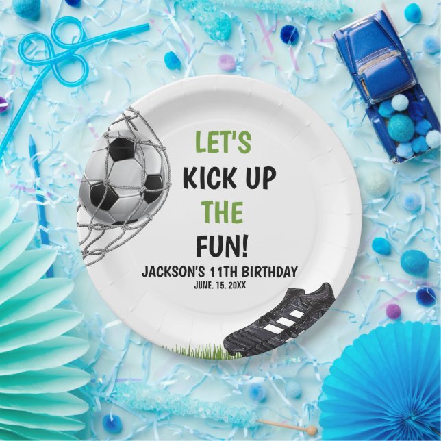 Let's Kick up the fun!, Fun Soccer Birthday Paper Plate (Party)