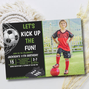 Let's Kick up the fun!, Funny Soccer Birthday Invitation