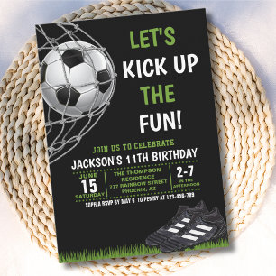 Let's Kick up the fun!, Funny Soccer Birthday Invitation