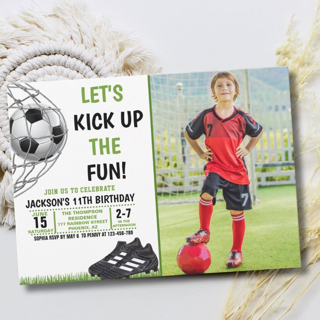 Let's Kick up the fun!, Funny Soccer Birthday Invitation (Creator Uploaded)