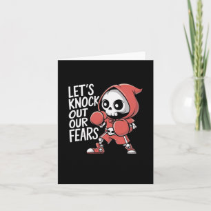 Let's Knock Out Our Fears Cute Boxing Skeleton Mot Card