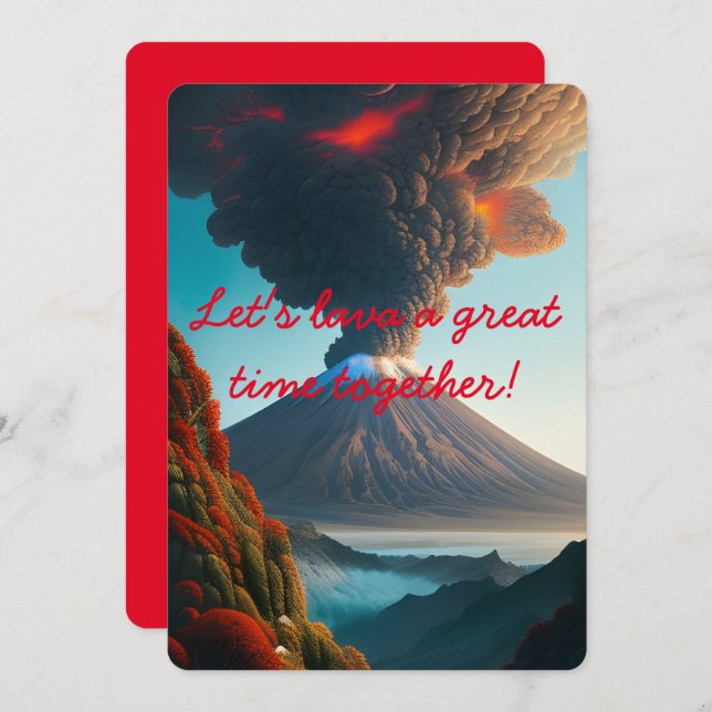 Let's lava a great time together! Volcano Wordplay Invitation (Front/Back)