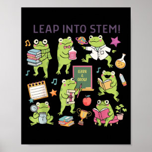 Let's learn cute frog teacher animal lover student poster