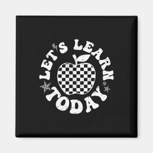 Let's Learn Today Chequered Apple Back To School T Magnet