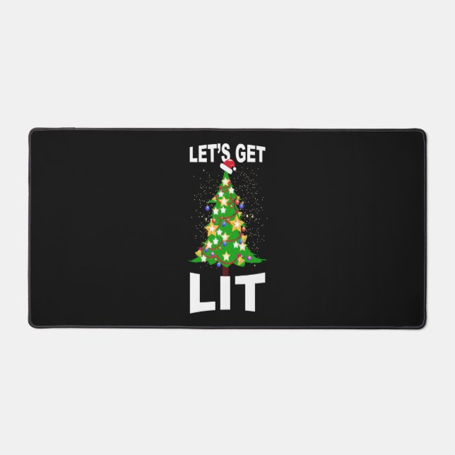 let's light up christmas christmas tree  desk mat (Front)