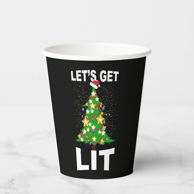 let's light up christmas christmas tree  paper cups (Front)