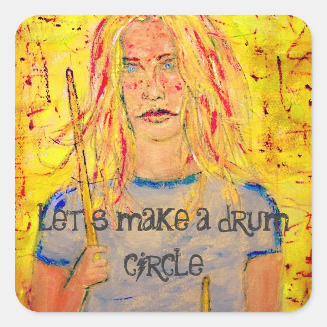 let's make a drum circle square sticker (Front)